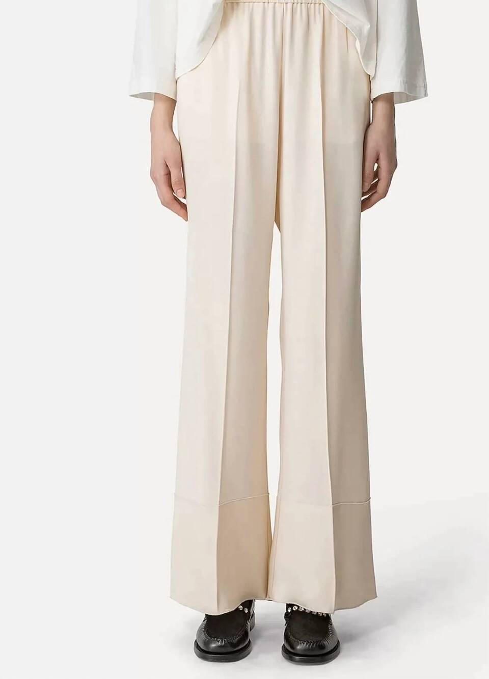 NEW FORTE FORTE envers satin flared pants in white